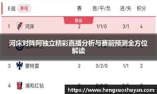 河床对阵阿独立精彩直播分析与赛前预测全方位解读